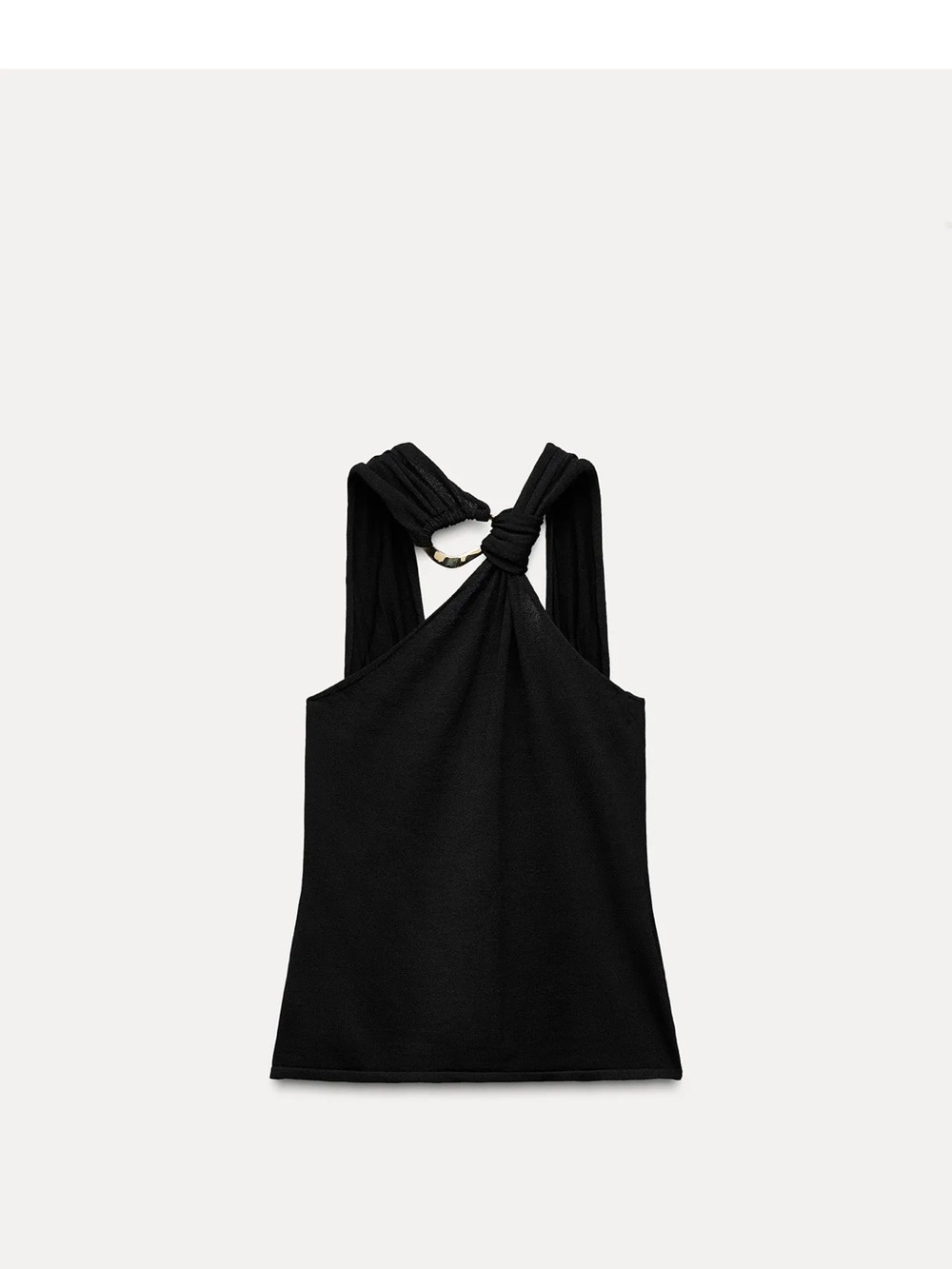 Zara Black Knotted Halter Tank Top